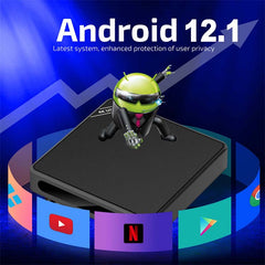 4K Ultra HD Android 15.0 TV Box – 8GB RAM, 128GB ROM, HDR10+ Streaming Device with Dolby Audio, WiFi 6, Bluetooth 5.2 & Voice Remote Control