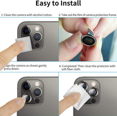 Camera Lens Protector for iPhone 13 Pro (6.1") and iPhone 13 Pro Max (6.7") | 9H Hardness Tempered Glass, Metal Ring Cover, HD Clear, Easy Installation Kit (1 Set)