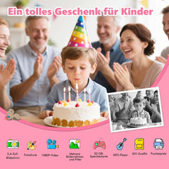 Kids Instant Camera - 1080P Digital Camera with Printing Paper, Fun & Educational Toy for Ages 3-12 (No Card Included) - Pink