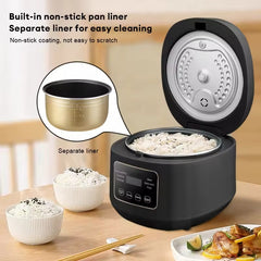3L Smart Rice Cooker with Steamer – Multi-Functional Electric Cooker with 24H Delay Start, Measuring Cup & Spoon, Perfect for 3–5 People (Multi-Colour)