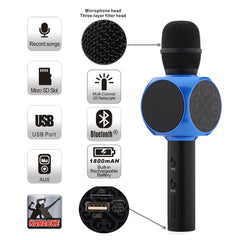 4-Hour Portable Handheld Karaoke Microphone with LED Lights | Wireless Bluetooth Mic with Built-in Speaker, Rechargeable for Home Parties, KTV, and Music Singing