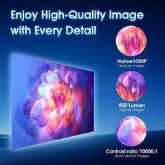 Mini Projector 2024 Upgraded | Native 1080P Support 4K, WiFi 6 & BT5.2, 180° Auto Keystone, Portable Outdoor Movie Projector with Dual Control