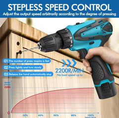 Cordless Drill Driver Set with Brushless Motor | Electric Screwdriver Kit with 2 Batteries & Carry Case | Powerful Lithium Drill for DIY, Home & Professional Repair Tasks