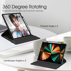 iPad Pro 12.9" Case (2018–2022) – 360° Rotating PU Leather Cover with Pencil Holder, Auto Sleep/Wake, Multi-Angle Stand & Full Protection (Multi-Colour)