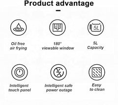 2400W Air Fryer – Large 8L Digital Air Fryer with LED Touch Panel, Adjustable Temperature & Preset Modes for Fast, Healthy Family Cooking