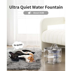 Pet Water Fountain – Automatic Cat & Dog Water Dispenser with Replaceable Filters, Ultra-Quiet Pump, Transparent 2.5L Design for Clean & Fresh Drinking Water