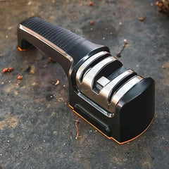 Compact Pull-Through Kitchen Knife Sharpener – Professional 3-Stage Sharpening Tool for Chef, Paring, Scissors & Serrated Knives | Safe, Fast & Easy to Use