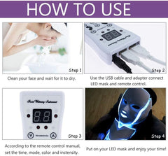 7-LED Whitening Face Mask | Advanced Optical Therapy for Radiant Skin | Available in White & Black