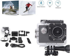 HD 1080P Outdoor WiFi Sports Camera | Waterproof Housing | 140° Wide Angle Lens & Accessory Kit