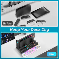 Switch 2 Charging Dock Station | Controller Charger with 7 RGB Lighting Modes, 9 Game Card Slots & Built-in Cooling Fan – Multi-Functional Gaming Stand