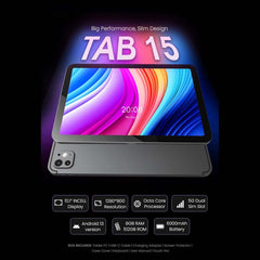 TAB 15 Android 13 Tablet – 10.1" 4G/5G Dual SIM, Octa-Core Processor, 8GB RAM + 512GB ROM, iOS Style UI, Keyboard & Flip Cover Included (Multi-Colour)