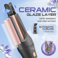 Auto Hair Curler with Ceramic-Aluminum Barrel – 360° Rotating Cord, Hair-Friendly Negative Ion Technology for Salon-Quality Curls, Lazy Waves & Big Volumes at Home