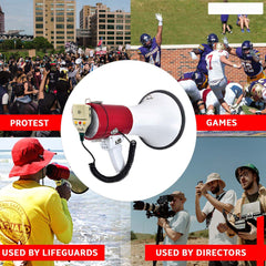 Portable Handheld Megaphone 50W High-Power Loudspeaker with Built-In Siren & Recording | Clear Long-Range Voice Amplifier for Outdoor Events, Sports, Emergency, Safety & Crowd Control