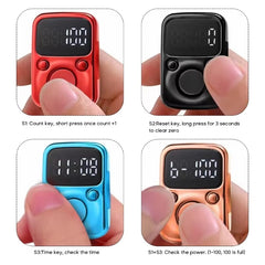 Digital LED Finger Tally Counter | Rechargeable Luminous Electronic Clicker for Prayer, Stitch Counting, and Tasks | Bright Display, Adjustable Strap, Red Finish
