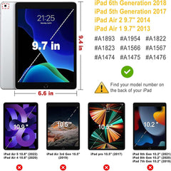 360° Rotating Case for iPad Air 1 & 2 / 9.7" – Auto Sleep/Wake Stand Cover with Multi-Angle Viewing (Multi Colour)