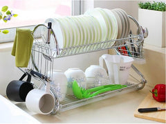New Arrival 2-Layer Kitchen Dish Rack | Stainless Steel Dish Drainer & Plate Holder with Cutlery Tray, Space-Saving Design
