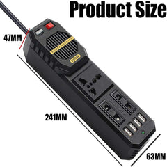 200W Car Power Inverter | DC 12V to AC 220V Converter with Dual AC Outlets, 4 USB Charging Ports & Cigarette Lighter Socket for Travel & Road Trips