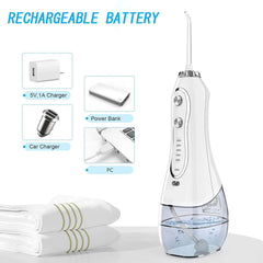 Portable Dental Water Flosser | 300ml White Edition | Rechargeable Oral Irrigator for Deep Cleaning & Gum Health | Advanced Home & Travel Oral Care