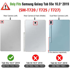 360° Swivel PU Leather Case for Samsung Galaxy Tab S5e 10.5" – Stand Cover with Auto Sleep/Wake, Multi-Angle Viewing for SM-T720/T725/T727 (Multi-Color)