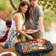 Smokeless Indoor/Outdoor Electric Grill – Portable Tabletop BBQ Grill with Adjustable Temperature, Non-Stick Surface, Easy Cleaning & Ideal for Home, Parties, and Outdoor Cooking