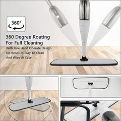 Microfiber Spray Mop with 360° Spin Head – Wet & Dry Floor Cleaner, 360ML Refillable Tank & Washable Pads for Home, Kitchen, Tile & Hardwood Cleaning