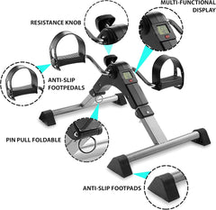 Mini Exercise Bike | Compact Arm & Leg Pedal Exerciser with LCD Monitor | Adjustable Resistance, Foldable Design for Home, Office, and Fitness Therapy