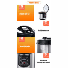 6L Smart Digital Pressure Cooker – Multi-Function Electric Rice Cooker with Non-Stick Inner Pot, LED Display & Stainless Steel Design for Fast, Healthy Meals