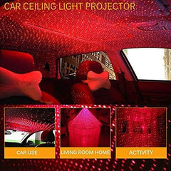 Portable Rotating Star Projector Night Light | USB Romantic Atmosphere Lamp for Car, Bedroom, Home & Parties | Adjustable Head for Wall & Ceiling Decoration