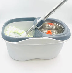 Clean Smart Spin Mop Twin Split Bucket | 360 Wet & Dry Spin Floor Mop with Disinfectant Bottle & 2 Mop Pads | Hygienic Space-Saving Cleaning Tool