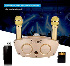 Dual Wireless Microphone Bluetooth Karaoke Speaker Set | Portable Rechargeable Sound System for Home, Parties & Events | Clear Audio with Deep Bass & LED Effects