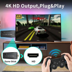 Retro Game Stick Lite | Plug & Play HDMI Console with 20,000+ Classic Games, Dual 2.4G Wireless Controllers, 64GB Storage | Portable Gaming System for TV