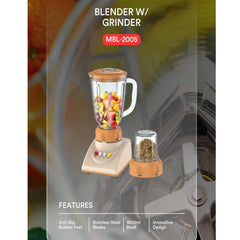 MBL-2005 Blender with Grinder – 2-in-1 Commercial-Grade Heavy Duty Blender & Food Processor with Powerful Motor for Smoothies, Juices, Spices, Nuts & Everyday Kitchen Use