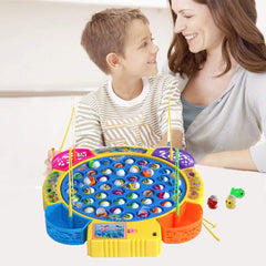Fishing Game Electronic Musical Rotating Toy - 45 Fish & 4 Rods, Interactive Learning Game for Kids, Fun Family Play & Birthday Gift (Blue)