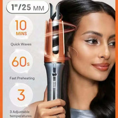 Fully Automatic Hair Curler – Negative Ion Technology for Effortless Styling, Create Lazy Curls & Big Waves with Hair-Friendly Ceramic Barrel, Fast Heating Electric Styler