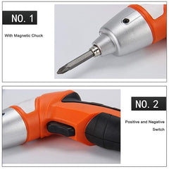 Rechargeable Electric Screwdriver | 3.6V Cordless Screw Gun with LED Light | 1300mAh Li-ion Battery | Compact, Dual-LED Power Tool for DIY & Home Repairs