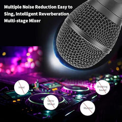 Wireless Bluetooth Speaker with Dual Microphones | Portable Karaoke Sound System for Home, Parties & Events | Rechargeable Speaker with Clear Audio & Deep Bass (Black)