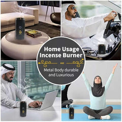 Portable Electric Incense Burner | USB Rechargeable Oud Mubkhara | Quick-Heating Arabic Bakhoor Burner for Home, Office, and Car Aromatherapy