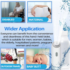 Electric Portable Bidet Sprayer – USB Rechargeable, High-Pressure Hygiene Solution with 400mL Large Bottle for Travel, Postpartum, and Baby Cleaning