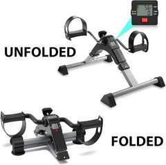 Mini Exercise Bike | Compact Arm & Leg Pedal Exerciser with LCD Monitor | Adjustable Resistance, Foldable Design for Home, Office, and Fitness Therapy