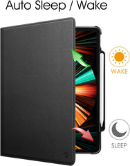 iPad Pro 12.9" Case (2018–2022) – 360° Rotating PU Leather Cover with Pencil Holder, Auto Sleep/Wake, Multi-Angle Stand & Full Protection (Multi-Colour)