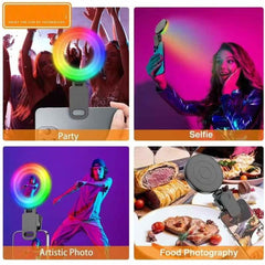 U20 PRO Ring Selfie Light – RGB Clip-On LED Fill Lamp with Adjustable Tripod, Portable Mini Lighting for Phone & Camera, Perfect for Vlogging, TikTok & Photography