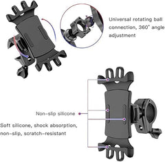C66 Bike & Motorcycle Mobile Phone Holder Mount | 360° Adjustable Rotation | Universal Handlebar Clamp for iPhone, Samsung, Huawei & All Smartphones