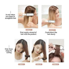 Multifunctional Hair Straightener Brush | 2-in-1 Heating Curler & Styler Comb for Hair & Beard, Fast Heating, Adjustable Temperature, Anti-Scald, Dual Voltage