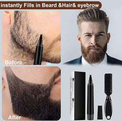Waterproof Beard Filler Pen Kit | Contoured Beard Pen with Brush, Long-Lasting, Sweatproof Beard Pencil for Patchy Beard, Natural Look, Quick and Easy Grooming