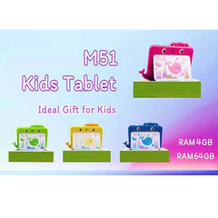 M51TB Kids Tablet – 7" HD Android Tablet with 64GB Storage, 3000mAh Battery, 5G WiFi, Durable Kid-Proof Case & Multi-Color Design for Learning & Entertainment
