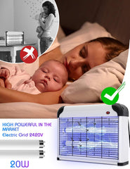 Electric Bug Zapper – 20W UV Mosquito Killer Lamp with 2800V High-Voltage Grid, Plug-In Hanging Indoor Insect Trap for Flies, Mosquitoes & Moths