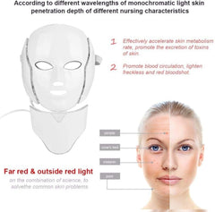 7-LED Whitening Face Mask | Advanced Optical Therapy Skin Care Device | Rejuvenating Light Treatment Mask for Glowing, Radiant Skin (White/Black, 230x200mm)