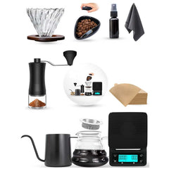 12-Piece Pour Over Coffee Kit – Complete Brewing Set with Wooden Dripper, Filters, Accessories & Travel Bag, Ideal Barista Gift Set for Coffee Lovers & Travelers