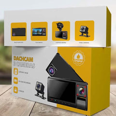 DX-3617 3-Channel Dash Cam | Front, Rear & Interior Recording | WiFi App Control, Night Vision & Parking Monitoring for Complete Vehicle Protection