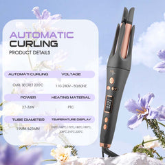 Auto Hair Curler with Ceramic-Aluminum Barrel – 360° Rotating Cord, Hair-Friendly Negative Ion Technology for Salon-Quality Curls, Lazy Waves & Big Volumes at Home